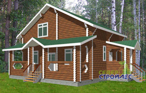 Проект деревянного дома из оцилиндрованнго бревна Северная звезда Проект деревянного дома из оцилиндрованнго бревна Северная звезда